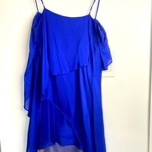 Silk flowy dress mini in blue